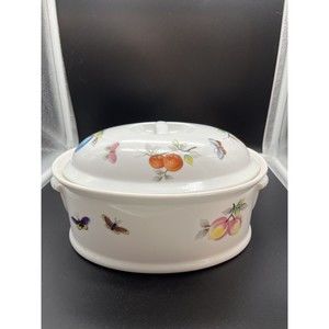 Vtg Andrea by Sadek Fruit Butterflies Oven To Table Cookware Casserole With Lid